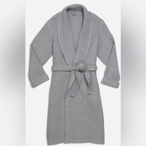 Brooklinen Gray Waffle Knit Cotton Luxury Spa Bath Robe Size M / L